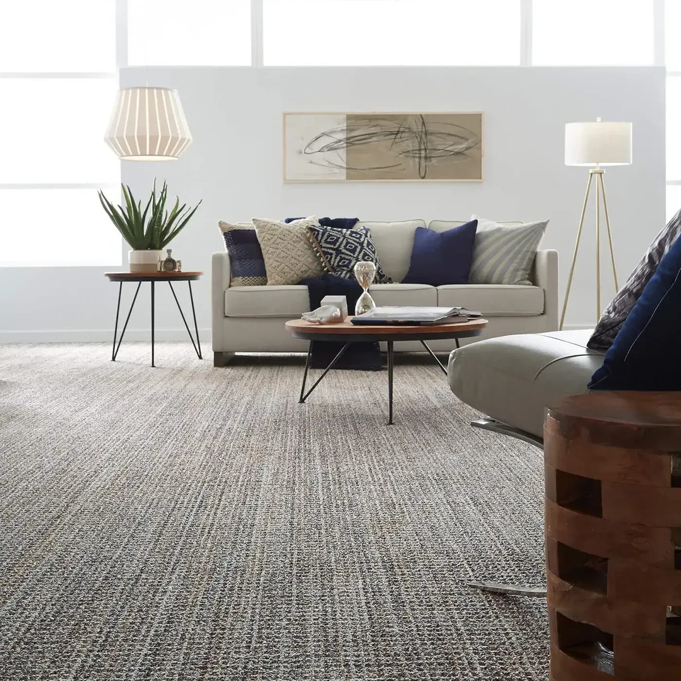 Textured gray Shaw Floors carpet in a modern living room | FloorCo.