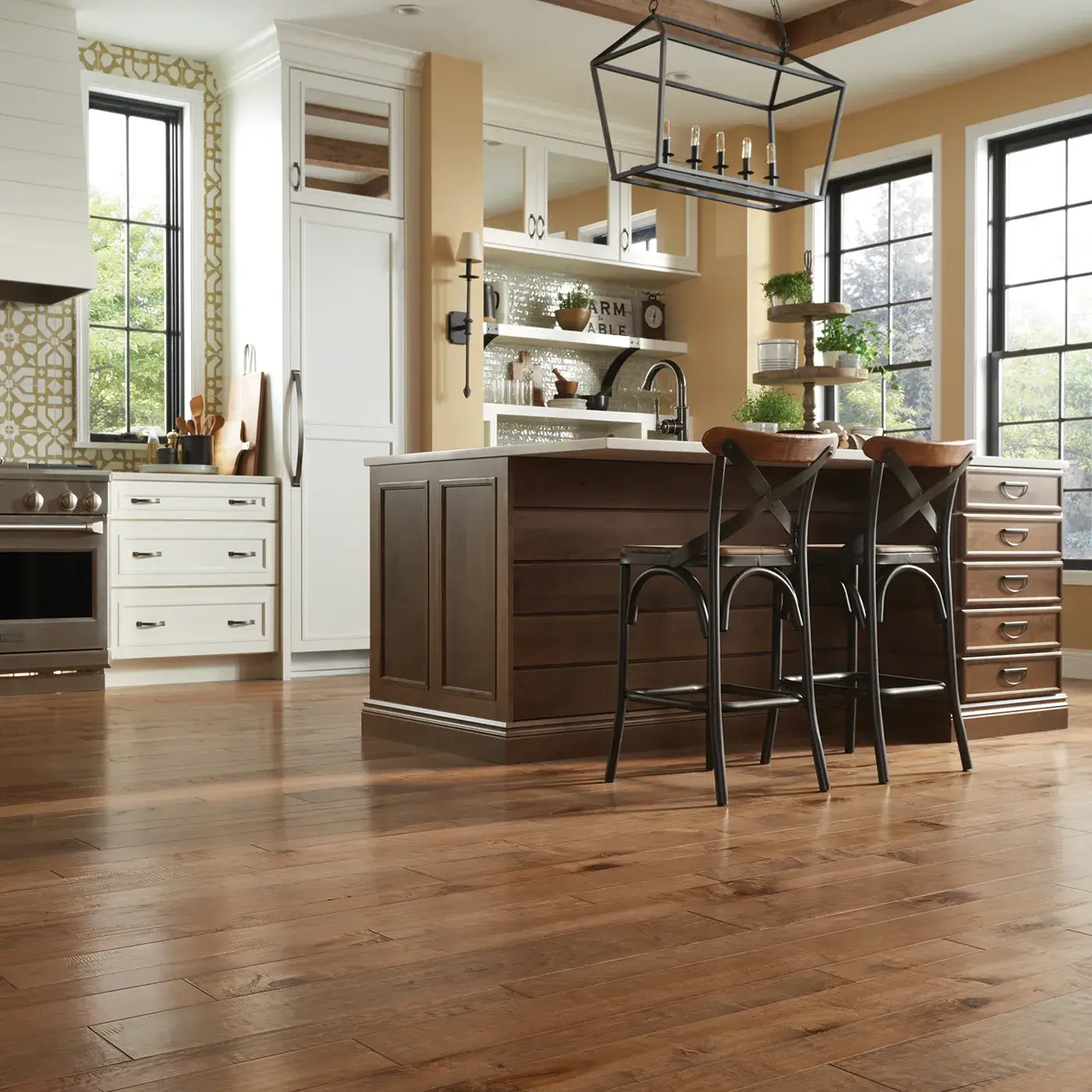 Medium brown hardwood flooring in a kitchen | FloorCo.