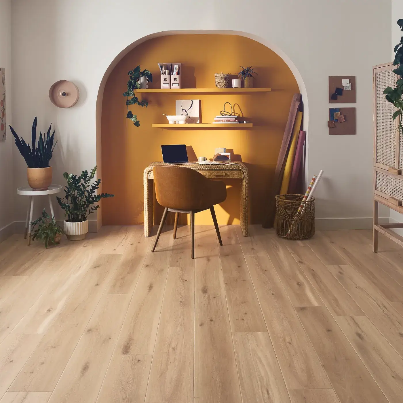 COREtec Luxury Vinyl in a warm light natural wood color in an office look | FloorCo.