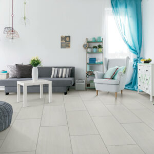 White tile flooring in living room | Floorco Premium