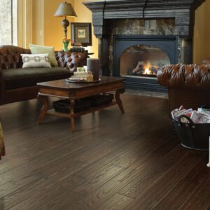 Dark hardwood flooring in living room | Floorco Premium | Temple, Texas