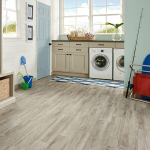 Wood-look vinyl flooring in laundry room | Floorco Premium