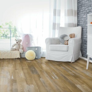 Neutral, wood-look laminate flooring in home | Floorco Premium