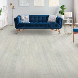 Light-colored, wood-look laminate flooring in living room | Floorco Premium
