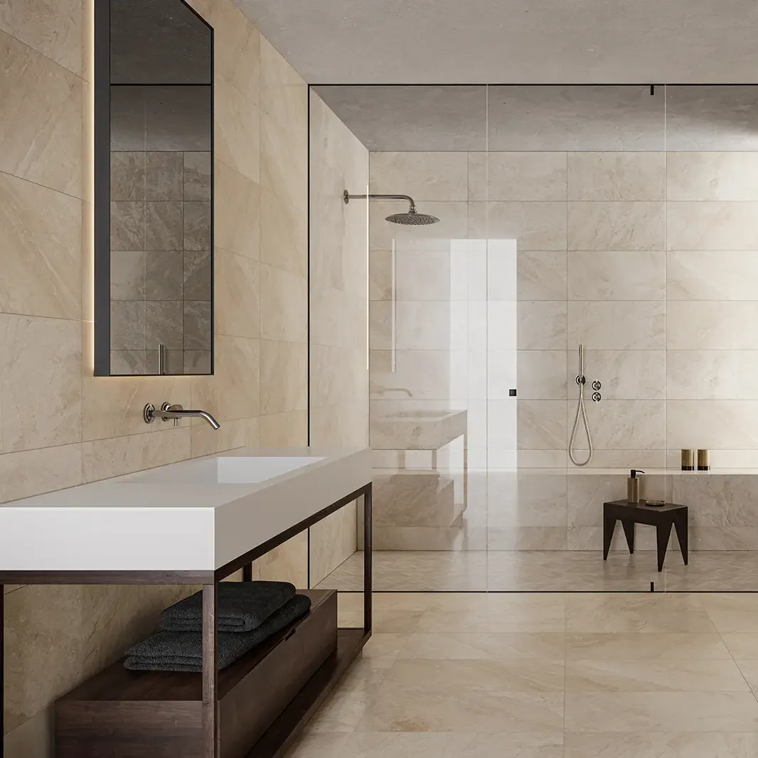 Impero_Reale_HeroImage_Landscape Tile in Bathroom | FloorCo Premium