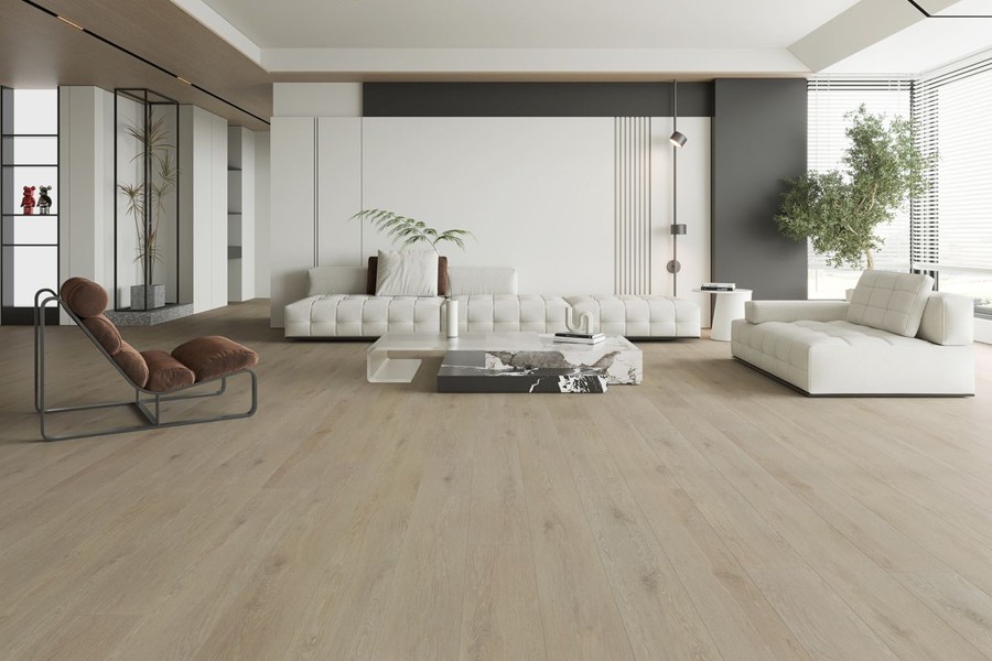 Tile flooring in a large living with high ceilings by FloorCo Premium in Temple, Waco, and Killeen, Texas.